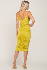 Lime Sleeveless Fitted Ruched Dress