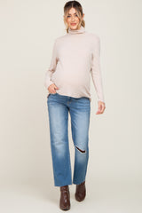 Blue Raw Hem Straight Leg Maternity Jeans