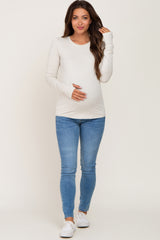 Beige Active Long Sleeve Maternity Top