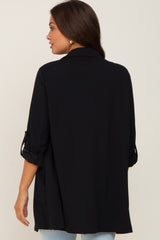 Black Side Slit 3/4 Sleeve Maternity Blazer