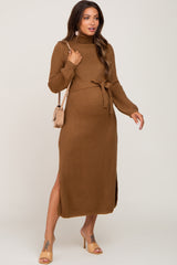 Camel Turtle Neck Maternity Sweater Dress