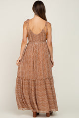 Mocha Animal Print Chiffon Maternity Maxi Dress