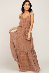 Mocha Animal Print Chiffon Maternity Maxi Dress