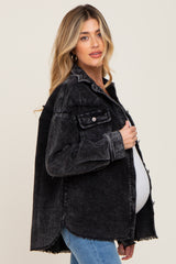 Black Corduroy Maternity Shirt Jacket