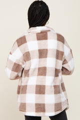 Mocha Plaid Fuzzy Shirt Jacket