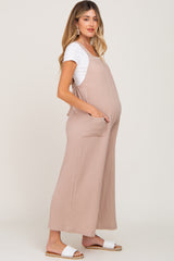 Taupe Wide Leg Tie Back Maternity Overalls