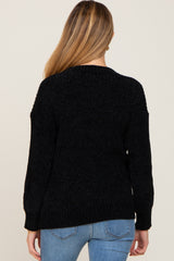 Black Soft Chenille Knit Maternity Sweater