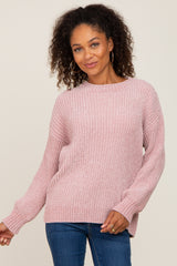 Mauve Soft Chenille Knit Maternity Sweater