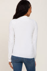 White Brushed Ribbed Mock Neck Top