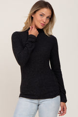 Brushed Ribbed Mock Neck Top