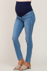 Blue Basic Maternity Skinny Jeans