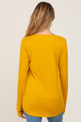 Yellow Ribbed Basic Long Sleeve Maternity Top