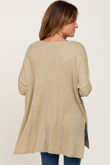 Light Olive Ribbed Oversized Hi-Low Long Sleeve Top