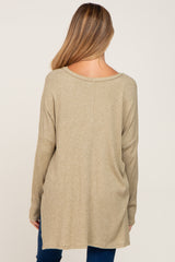 Light Olive Ribbed Oversized Hi-Low Maternity Long Sleeve Top