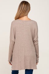 Taupe Ribbed Oversized Hi-Low Maternity Long Sleeve Top