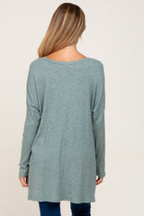 Mint Green Ribbed Oversized Hi-Low Maternity Long Sleeve Top