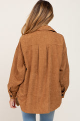 Camel Corduroy Maternity Shirt Jacket