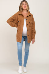 Camel Corduroy Maternity Shirt Jacket