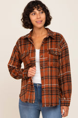 Rust Plaid Front Pocket Shirt Jacket