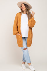 Camel Cable Knit Front Pocket Maternity Cardigan