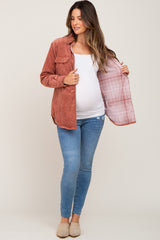 Rust Reversible Maternity Shirt Jacket