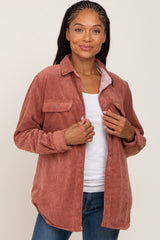 Rust Reversible Maternity Shirt Jacket