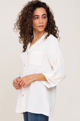 Ivory Button Front Collared Blouse