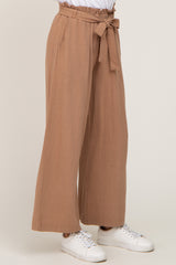 Mocha Paper Bag Wide Leg Pants