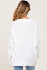 White Ribbed Trim Maternity Sweater