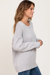 Grey Ribbed Trim Sweater