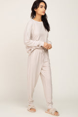 Beige Soft Knit Long Sleeve Set