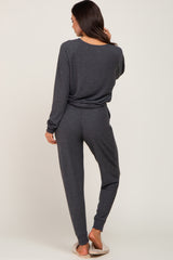 Charcoal Soft Knit Long Sleeve Maternity Set