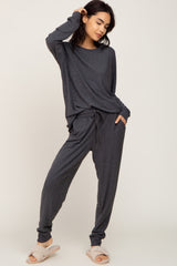 Charcoal Soft Knit Long Sleeve Maternity Set