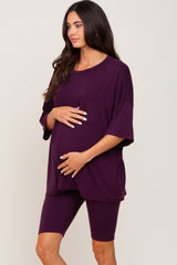 Plum Biker Short Maternity Sleep Set