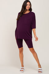 Plum Biker Short Maternity Sleep Set