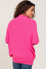 Pink Funnel Neck Dolman Sleeve Sweater