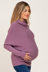 Mauve Funnel Neck Dolman Sleeve Maternity Sweater