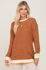 Camel Colorblock Rib Knit Maternity Sweater