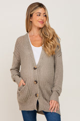 Olive Oversized Textured Knit Maternity Cardigan