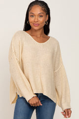 Beige Knit Dolman Sleeve Maternity Sweater