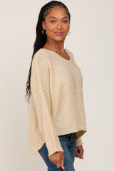 Beige Knit Dolman Sleeve Sweater