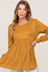 Yellow Knit Ribbed Babydoll Maternity Top