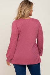 Mauve Knit Ribbed Babydoll Maternity Plus Top