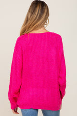 Fuchsia Knit Long Sleeve Maternity Sweater