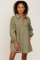 Olive Button Down Mini Dress