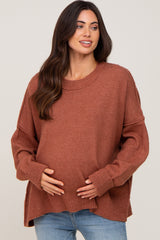 Rust Drop Shoulder Maternity Sweater