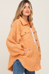 Peach Contrast Oversized Sherpa Maternity Coat