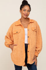 Peach Contrast Oversized Sherpa Maternity Coat