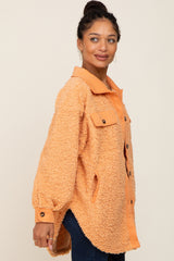 Peach Contrast Oversized Sherpa Coat