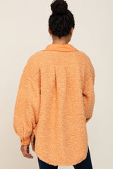 Peach Contrast Oversized Sherpa Coat